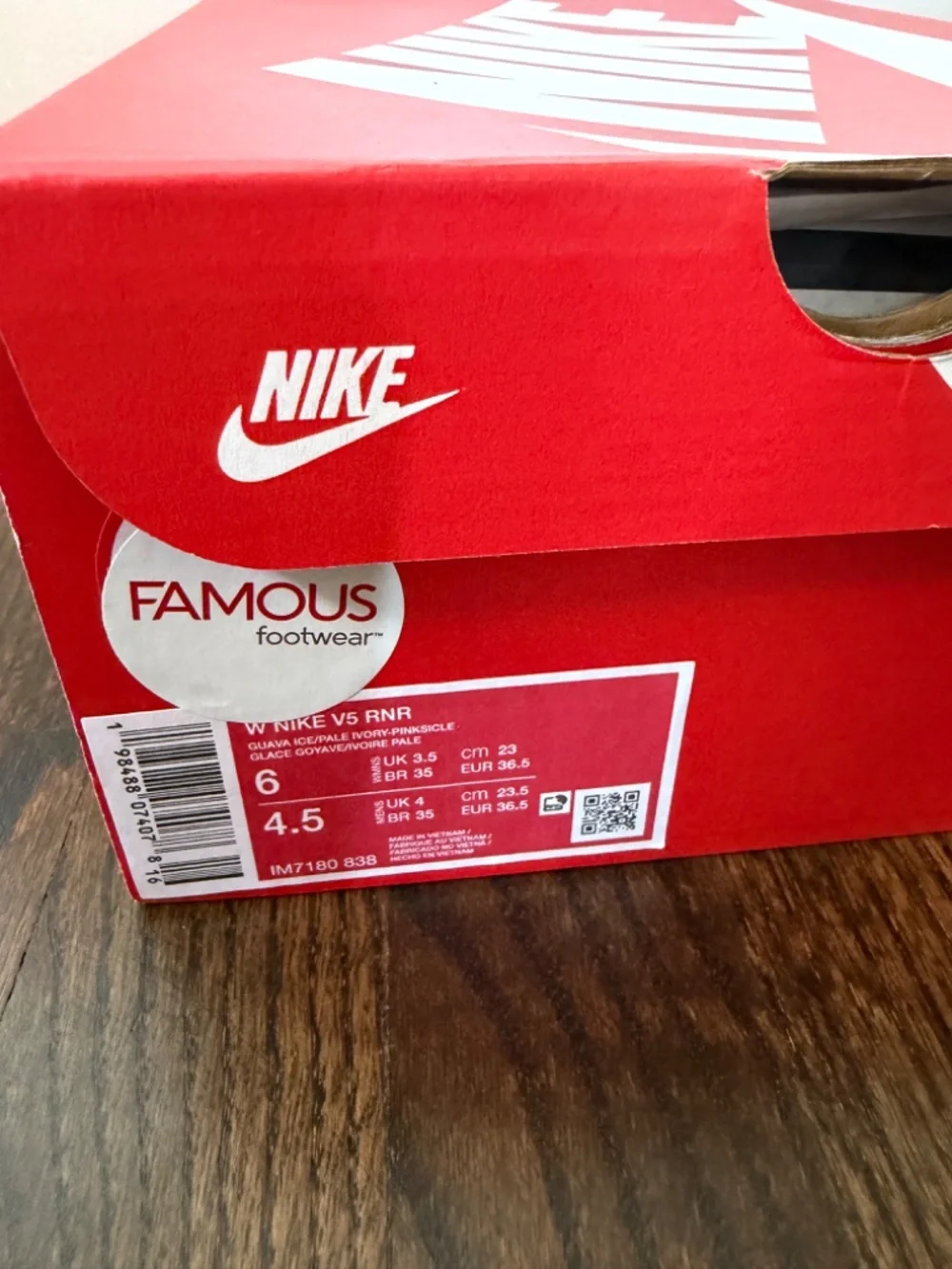 Nike V5 RNR Sneakers (Guava Ice/Pale Ivory - Pinksicle) - W6 | NIB